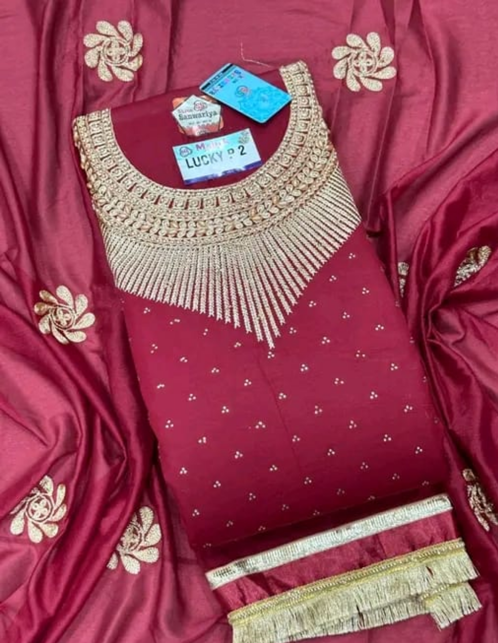 Elegant Pakistani Embroidered Ethnic Motif Suit With Chiffon Dupatta – Party Wear