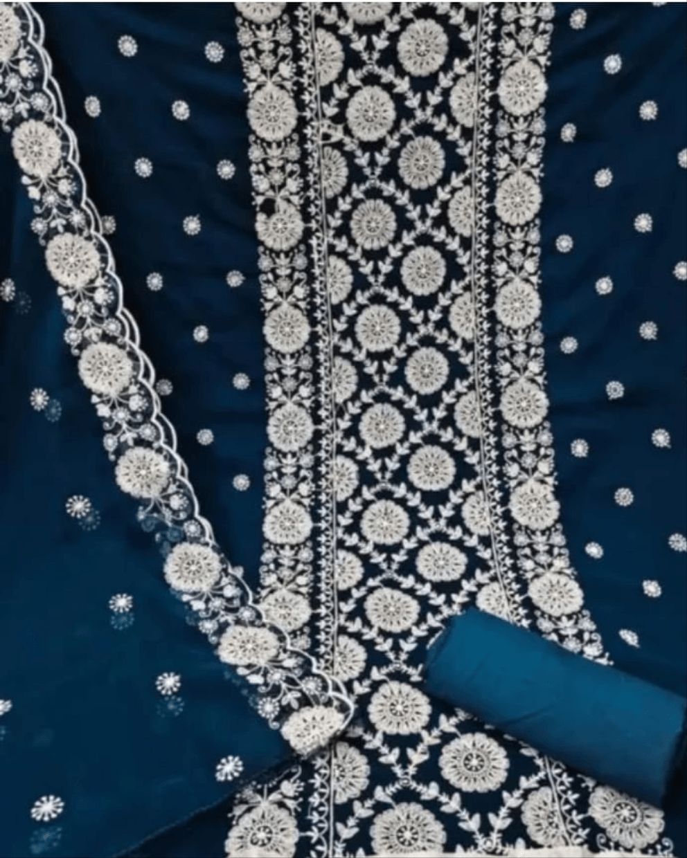 Lucknowi Embroidered Dress Material – Georgette, Shantoon & Dupatta Set | Party & Daily Wear